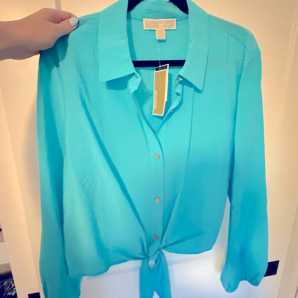 Michael Kors Aqua Button-Up Shirt - Picture 1 of 4